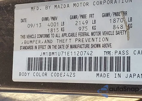 2014 Mazda Mazda3 I Sport from USA, damaged, VIN JM1BM1U71E1120742